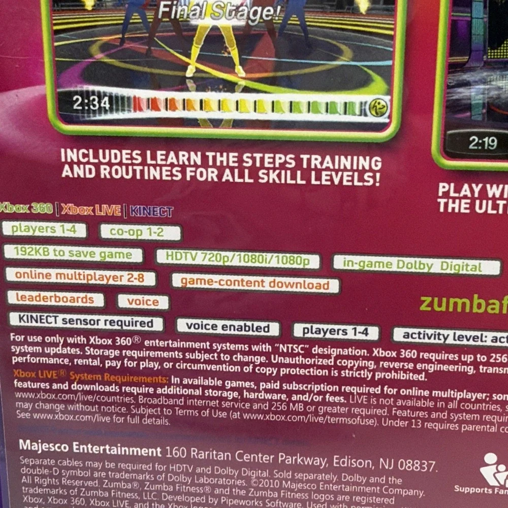 Zumba Fitness: Join the Party Kinect For Xbox 360 Very Good 1E‎